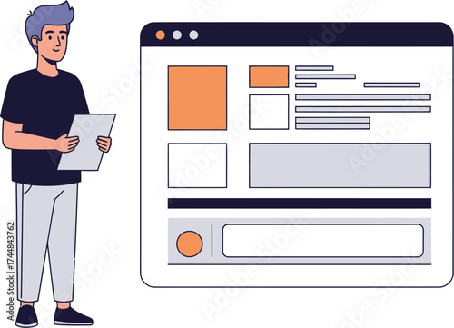 Man reviewing website design layout for user interface project