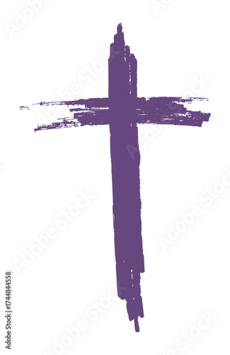 Grunge style Christian cross for Ash Wednesday web banner or social graphic. The first day of Lent is a holy day of prayer and fasting.