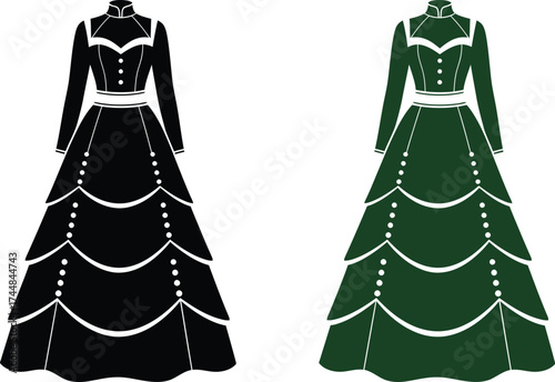Shop elegant victorian dress costume long sleeve gown silhouette