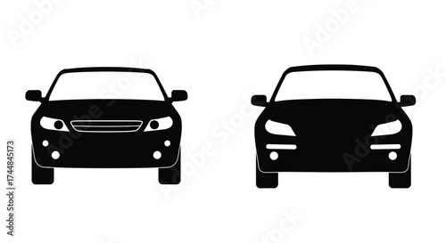 Two sleek car silhouettes presented in a simple black and white design