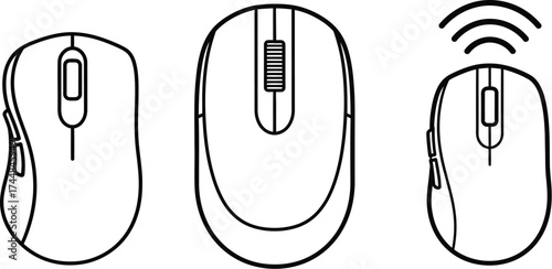 Computer mouse wireless optical usb ergonomic gaming mice vector