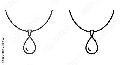 Simple line art illustration of two nearly identical pendant necklaces