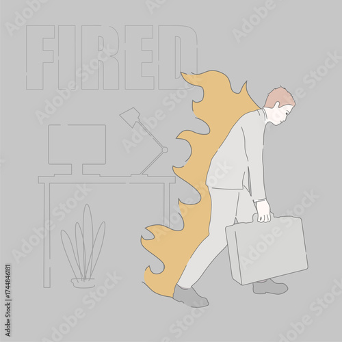 Unhappy businessman dismissed from his job. Unemployment business concept. Layoff, crisis, employee job reduction.