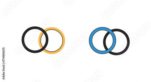Interlocking colorful rings create a visually appealing abstract design element