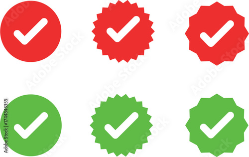 Modern approved and rejected check mark set for professional presentations and website design projects