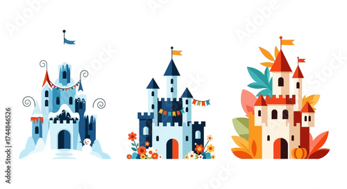 Whimsical Castles - A Trio of Fantasy Fortresses in Varied Styles.