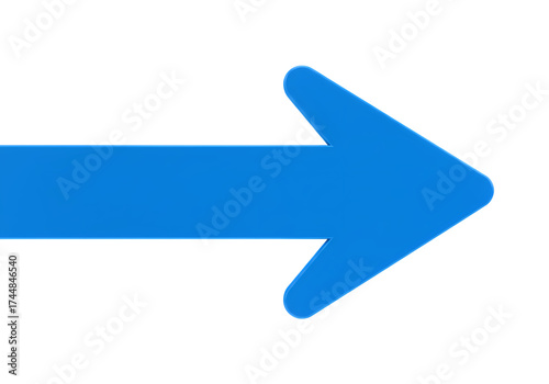 Bright Blue Arrow Pointing Right Directional Graphic Element isolated on transparent background