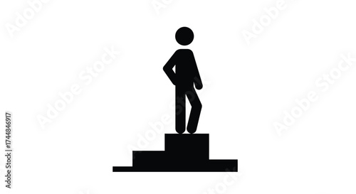 A simple black silhouette of a person standing on a pedestal