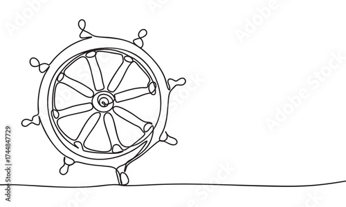 Ship's Wheel in Continuous Line Art