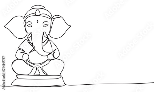 Line Drawing of Ganesha Idol