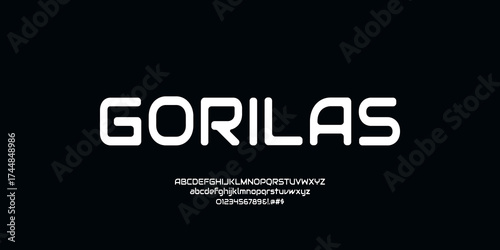 Technology science font, digital cyber alphabet made futurism style, Latin uppercase lowercase number ampersand letters