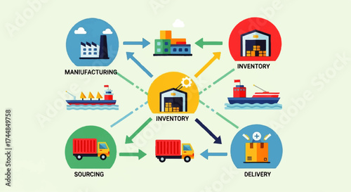 Supply Chain Management Logistics Flow Diagram.