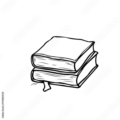 Simple sketch of a stack of books conveys learning, wisdom, and the joy of reading for students or