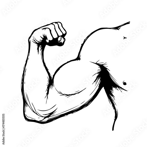 Stylized muscular arm illustration displaying strength emphasizing biceps, showcasing a contour