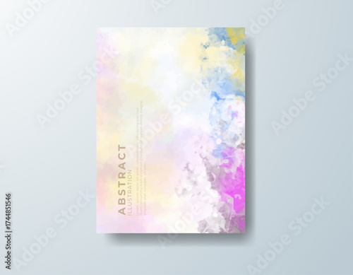 Cards with watercolor background. Design for your cover, date, postcard, banner, logo.