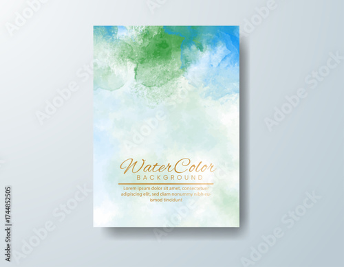 Cards with watercolor background. Design for your cover, date, postcard, banner, logo.