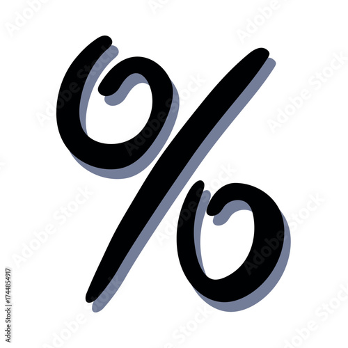 Hand drawn percentage symbol clipart Percent doodle Discount voucher sign Income tax Single element for design