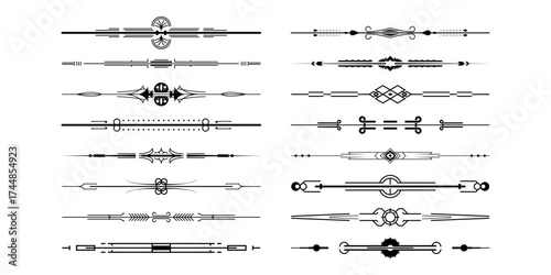 Set Black Simple Line Collection Doodle Border Elements Vector Design Style Sketch Isolated Illustration For Banner