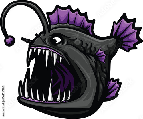 Cartoon of an Angler Fish with His open mouth