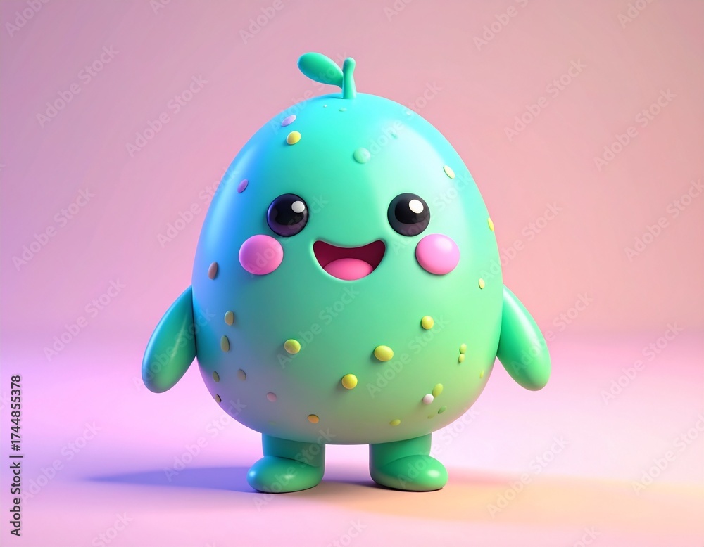 Fototapeta premium Friendly and Colorful 3D Cartoon Mascot in Minimal Background
