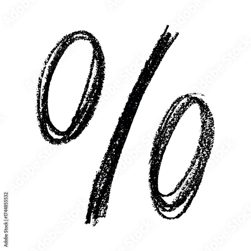 Hand drawn percentage symbol clipart Percent doodle Discount voucher sign Income tax Single element for design