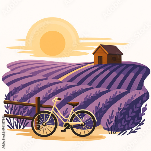 Lavender Sunset & Yellow Bicycle