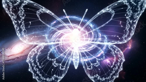 Abstract Butterfly Space Nebula Background Animation, Cosmic Dreamy Visuals, Magical Butterfly