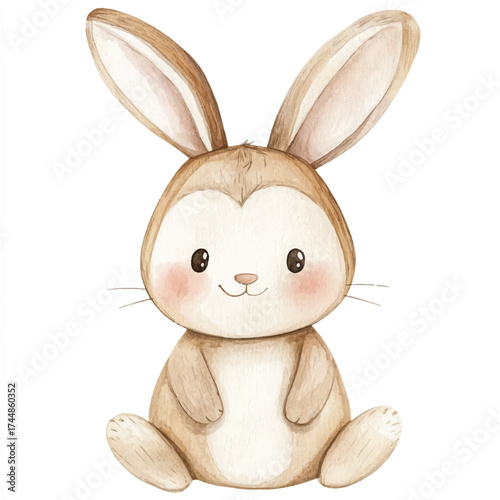 Cute watercolor bunny illustration with soft pastel colors.