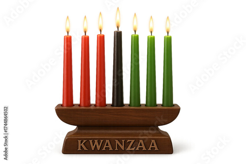 Traditional Kwanzaa Kinara with Seven Colored Candles – African Heritage Celebration of Unity and Culture