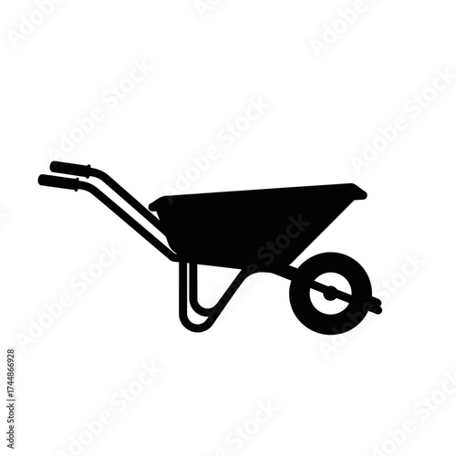Silhouette of a Wheelbarrow - A Simple Garden Tool Illustration.