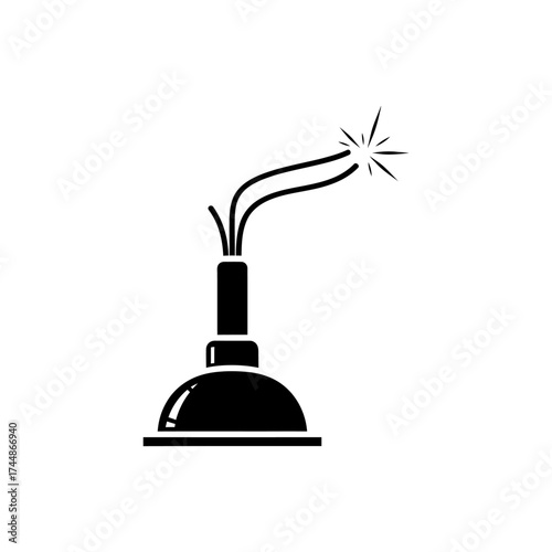 Simple Glyph Icon of a Bomb Plunger with Wires.