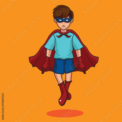 Kids Superhero with pose mascot vector