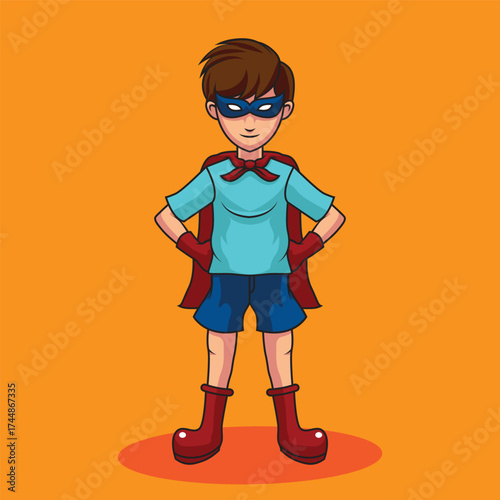 Kids Superhero with pose mascot vector
