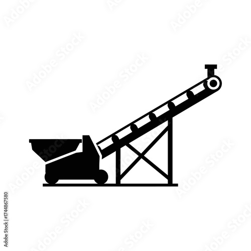 Silhouette of a Conveyor Belt Machine for Industrial Use.