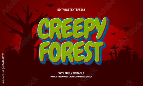 creepy forest editable text effect
