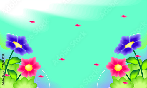 Abstract art background foliage luxury minimal background with flower line illustration art