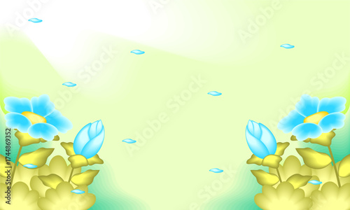 Abstract art background foliage luxury minimal background with flower line illustration art