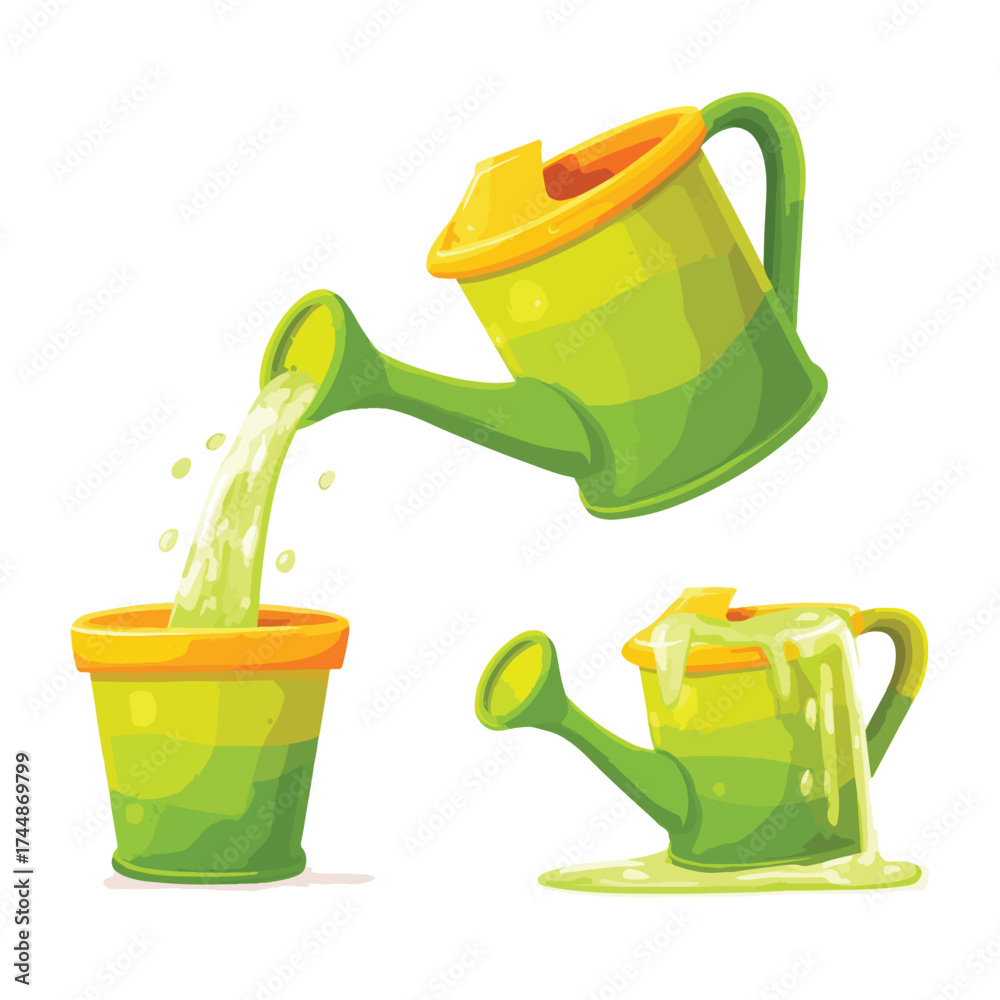 Obraz premium Pot pouring water illustration isolated on white background