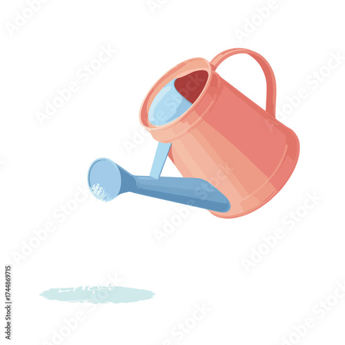 Pot pouring water illustration isolated on white background