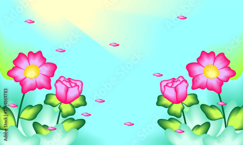 Abstract art background foliage luxury minimal background with flower line illustration art