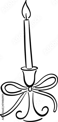Hand Drawn Bow Tie Candle Holder, Whimsical Wedding Doodle Illustration