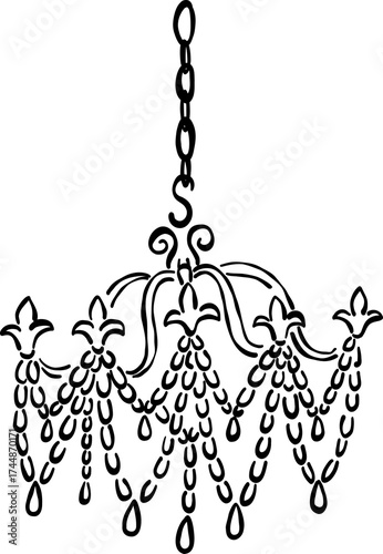 Hand Drawn Chandelier, Whimsical Wedding Doodle Illustration