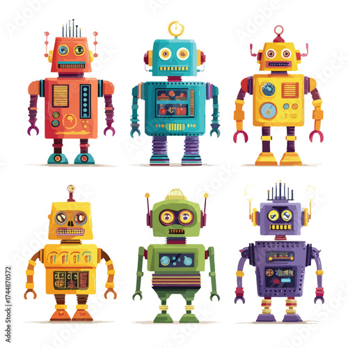 Isolated robot illustration on white background