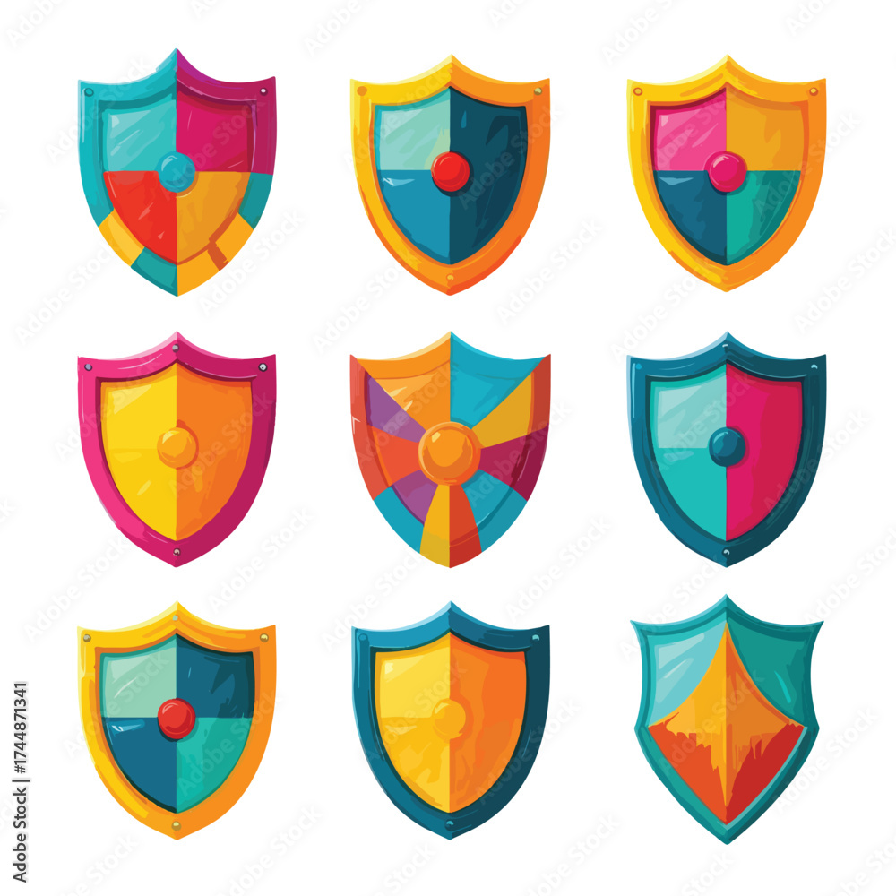 Fototapeta premium Shield emblem vector illustration set