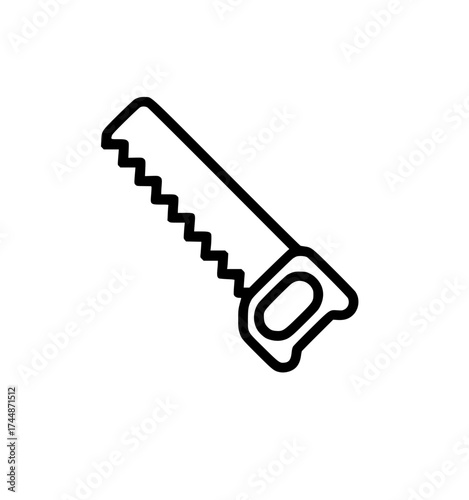 Minimalistic black outline of a hand saw