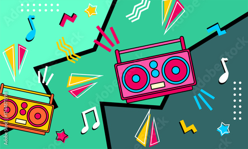  Geometric  abstract pop art background in flat designstract art background design