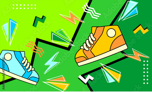  Geometric  abstract pop art background in flat designstract art background design