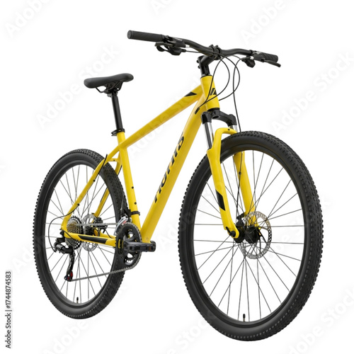 Yellow mountain bicycle isolated on transparent background