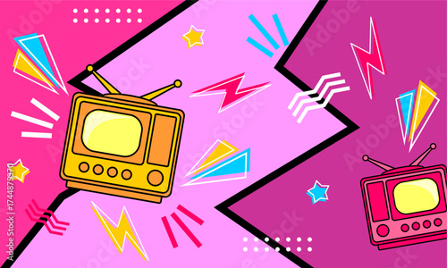  Geometric  abstract pop art background in flat designstract art background design