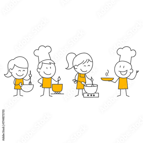 Four Chefs Working in Harmony in the Kitchen The Process of Creating a Delicious Meal Through Teamwork.